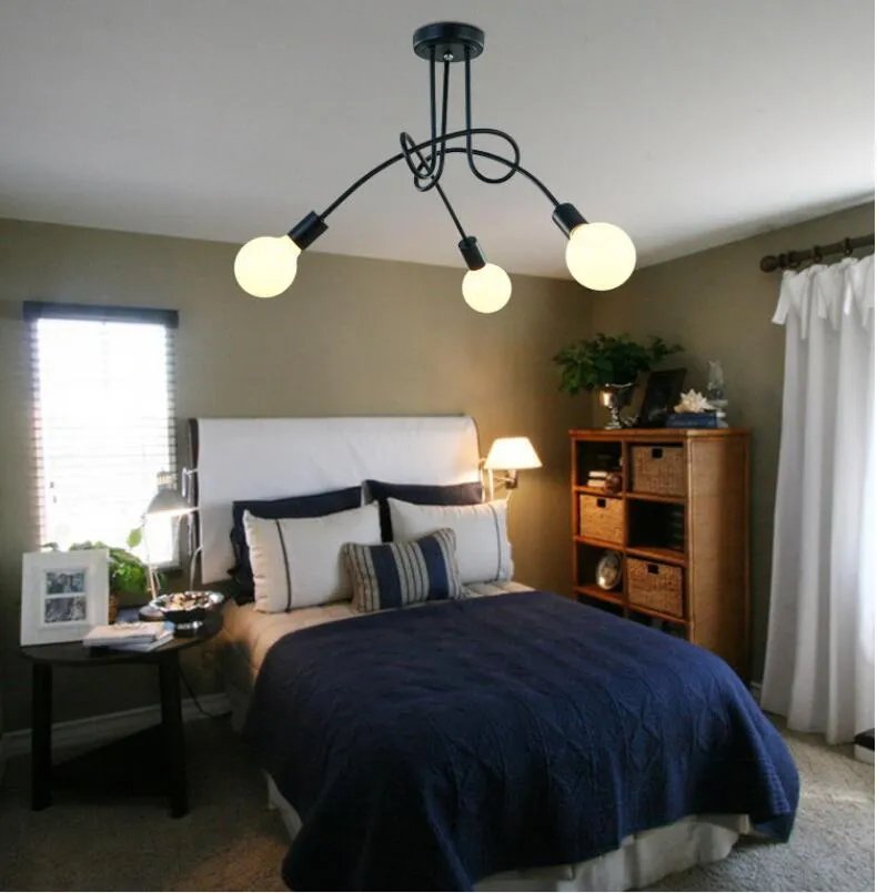 Oświetlenie sufitowe montowane na powierzchni żelaza w stylu amerykańskim 5 głowic Lampy sufitowe Sypialnia Lampa do salonu