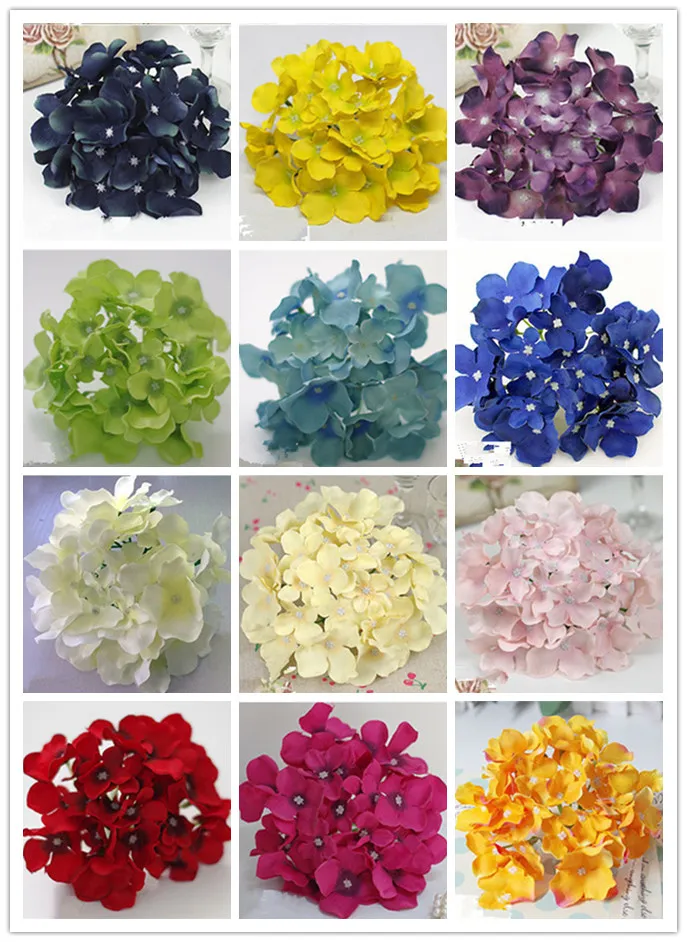 21 kleuren !! Dia 15 cm kunstmatige hydrangea hortensia bloem hoofd DIY bruiloft boeket bloemen hoofd krans garland woondecoratie