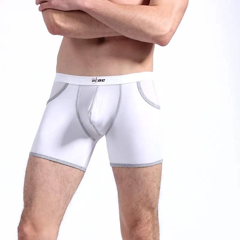 Men`s Underwear Boxer Shorts underpant Thin-ice Silk Real Pockets Leg Man Long Fashion Comfort Breathable Mens Boxers Underwaer Slip Panties