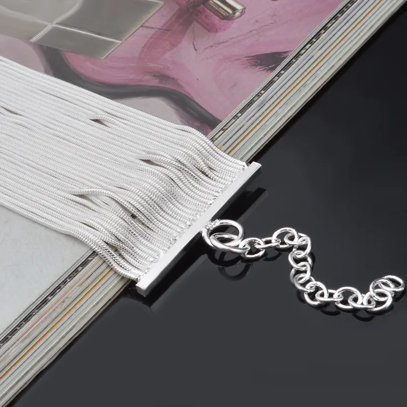 Bezpłatna wysyłka z numerem śledzenia najlepsza wyprzedaż 925 Srebrna bransoletka węża łańcuchy rzędowe łańcuchy bransoletki srebrna biżuteria /działka tanie 1596