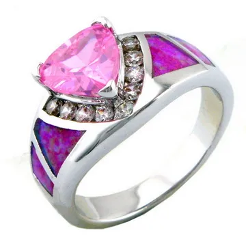 Ogień Pierścienie Opal Pink Color Fashion Meksyk Biżuteria
