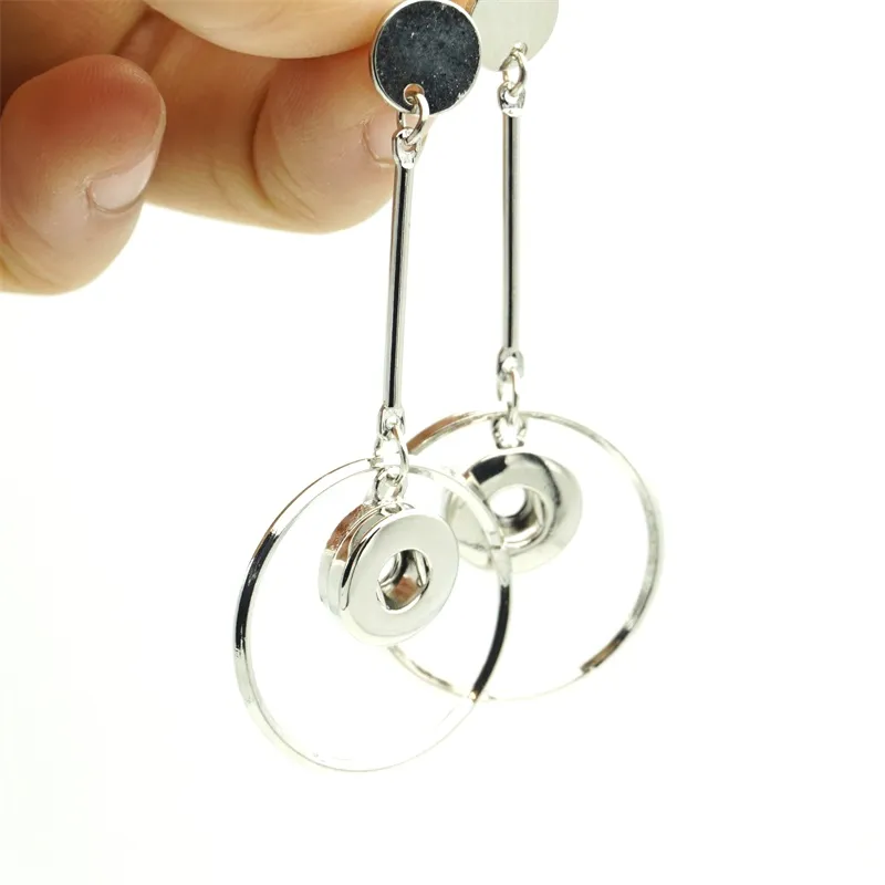 DIY 12mm Snap Button Earrings Geometric Circle Dangle Charms Snap Button Earring Women Fashion Gift Jewelry