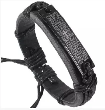 Handgefertigte Leder Braid Armbänder mit Titan Stahl Bibel Kreuz Armband Hanf Herren Armbänder Frauen stilvolle neue Ankunft braun schwarz 