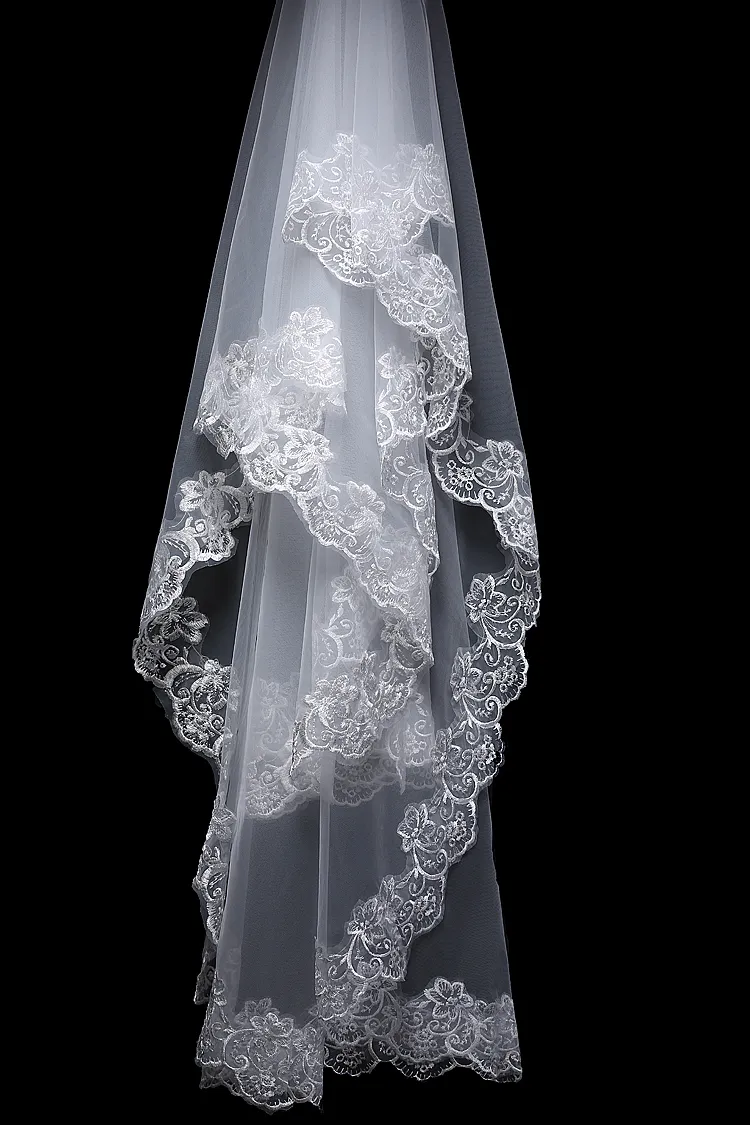 Vente 2014 3 pièces dentelle appliquée voiles de mariage peigne avec couronne demi gants 3514282