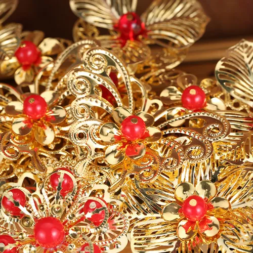 Wholesale Flowers Classical Chinese Style Bridal Gold Hair Accessories