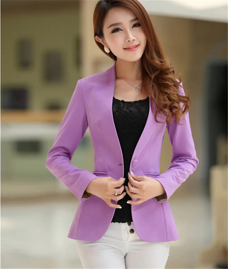 Womens Coats 2015 Spring Fall New Candy-Colored Shrug Slim Small Suit Female Bright Jacket A Buckle Women Short Suit Coat