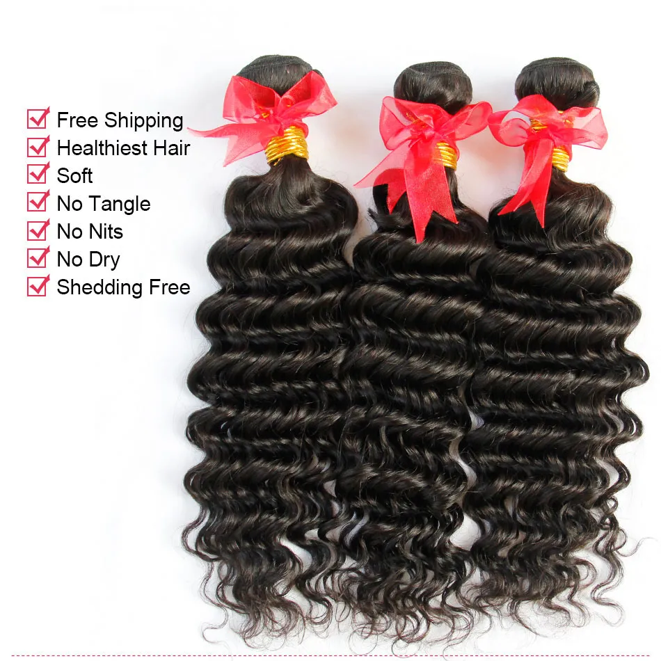 8a peruano indiano Malásio Camboja Brasileiro Cabelo Virgem Weave Pacotes Rostos Loose Corpo Profundo Onda Curly Natural Human Human Extensões