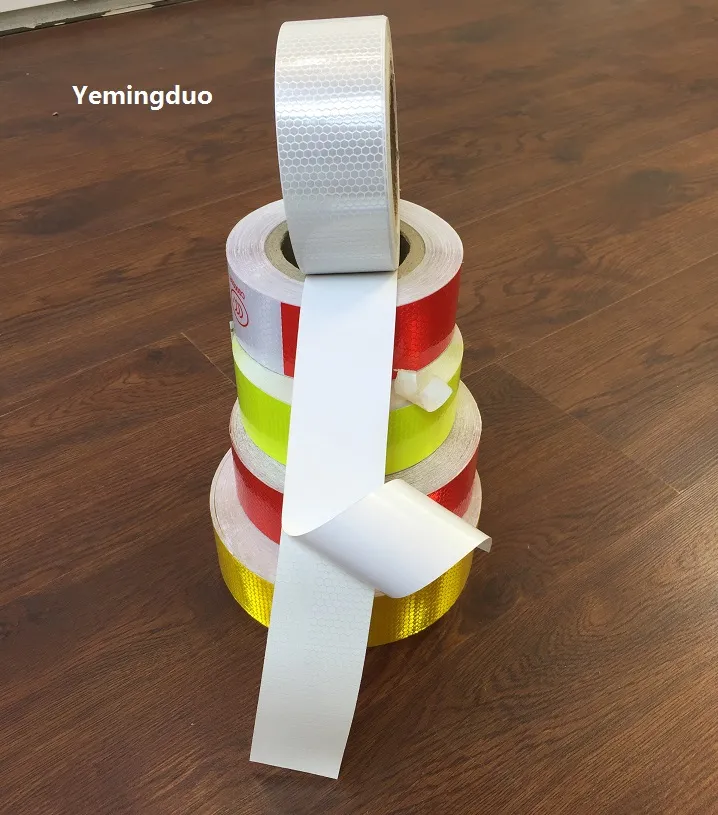 5 cm * 45m reflektieren VORSICHT-Verkehrssignal weiß / rot / gelb / orangefarbenes PVC-selfadhesives reflektierendes Warnsicherheitsband