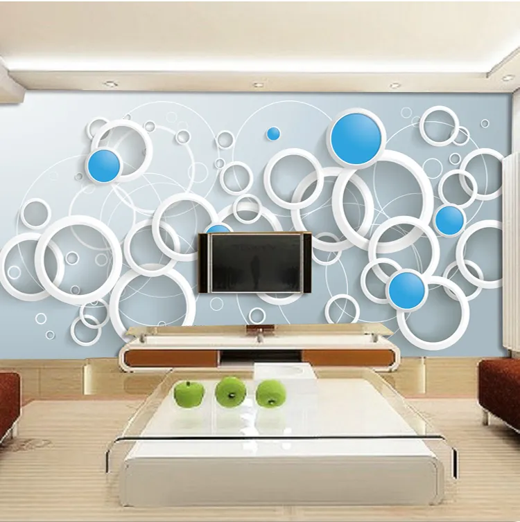 新しいホットアートはカスタマイズされた大きな壁画3D壁紙ベッドルームリビングルームテレビバックモダンファッションイノベーションアブストラクトサークルグレー