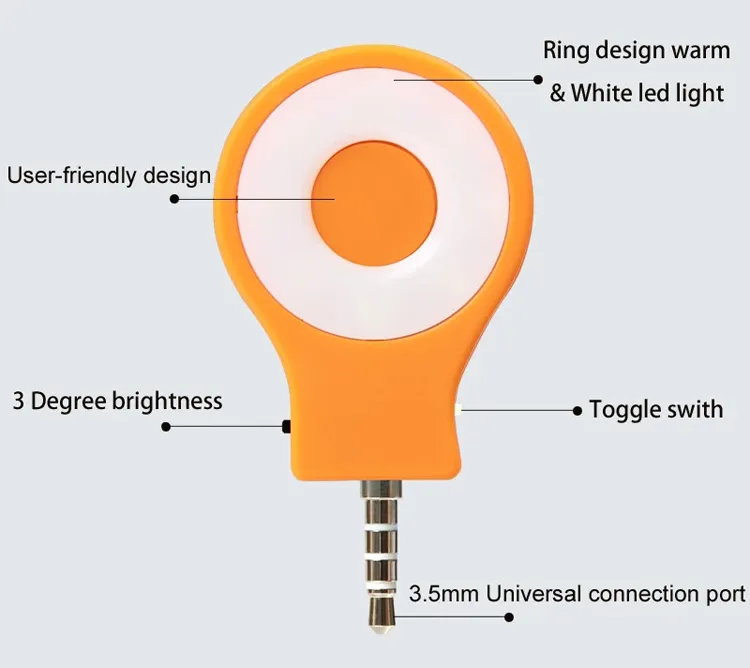 RK-07 Nätt med hjälp av selfie Förbättra Flash Light Smart Phones Autodyne Flash LED Flash Kompatibel med iOS och Android