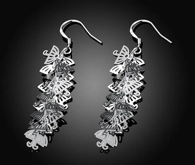 925 Sterling Silver Earrings The angel butterfly fishbone The plum blossom bamboo Dangle Earrings 