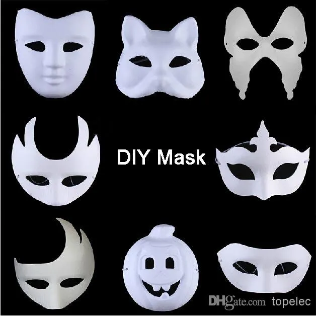 500pcs La mejor máscara de bricolaje pintada a mano cara blanca de halloween zorro corona mariposa máscara de papel en blanco mascarada partido cosplay máscaras CW0298