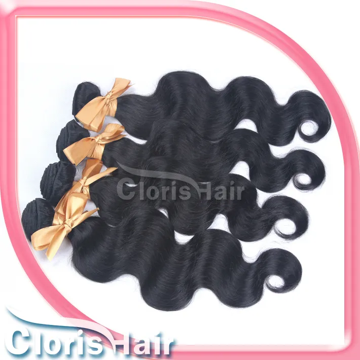 Sample Unprocessed Brazilian Virgin Body Wave Human Hair Extensions Cheap Wavy Brazillian Weave Bundles 100g Natural Black Weft