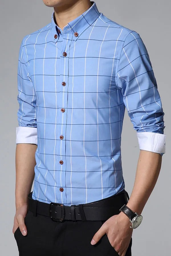 Wholesale Square Plaid Shirt Long Sleeve Button Down Dress Shirts For ...