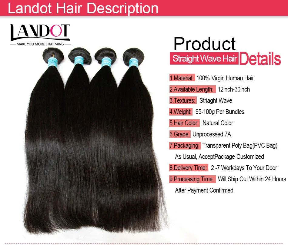 Indian Proste Virgin Hair 100% Indian Ludzki Wiązki Wiązki Nieprzetworzone Indian Silky Proste Remy Hair Extensions Natural Color