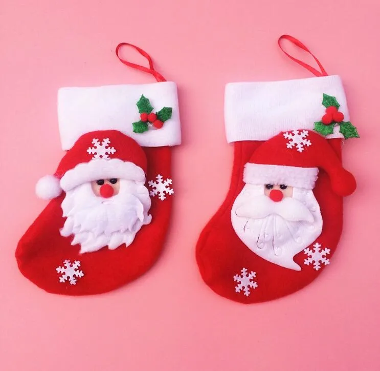 Mini Christmas Kousen 3.5 * 6.3 inch Kerst Sok Santa Non-Woven Gift Bag Kerst Ornamenten Gratis Verzending CT05