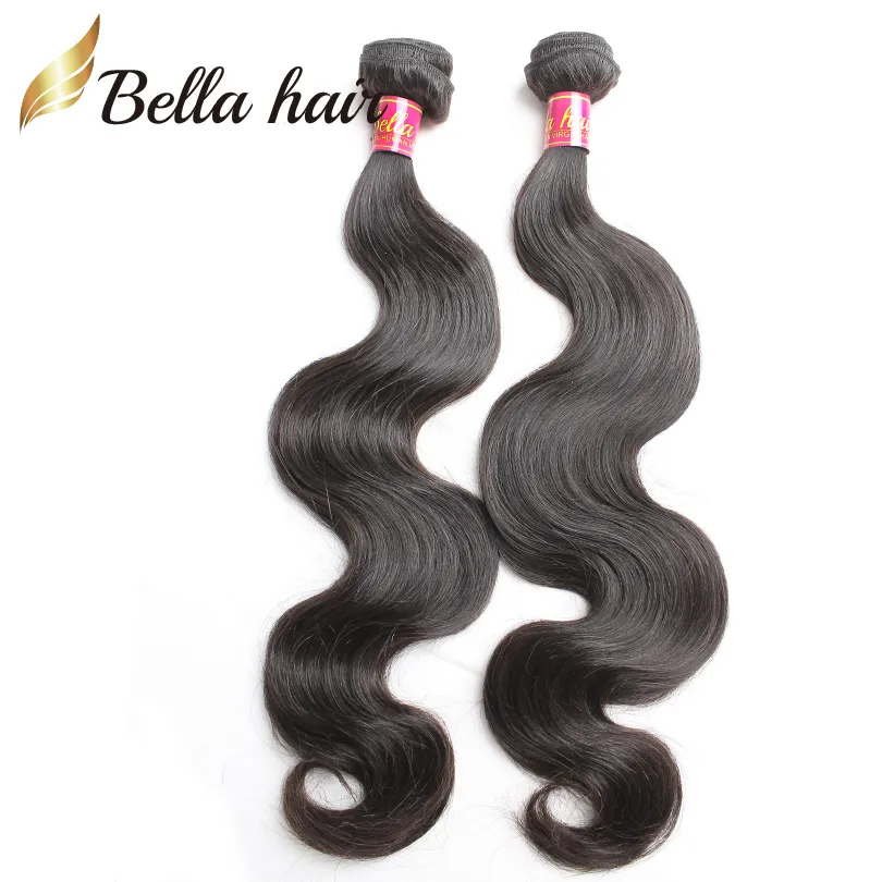 Bella Hair® 8A Koronki Frontal Zamknięcie z wiązek Włosów Nieprzetworzone Dziewiczy Brazylijski Rozszerzenia Naturalny Czarny Kolor Ciało Fala Człowiek