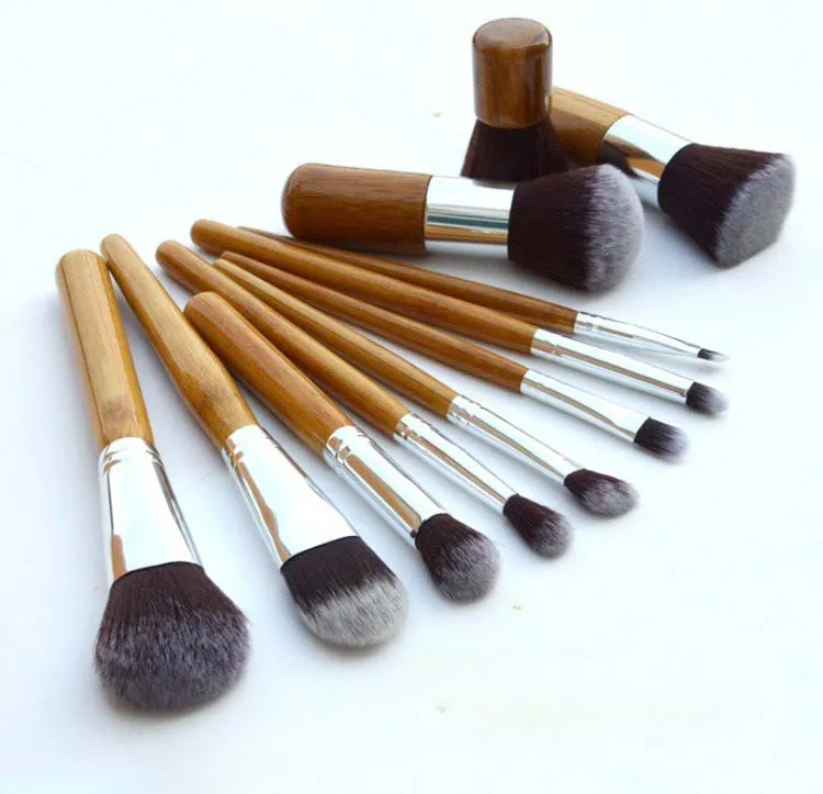 In stock 11 pcs Professional Make Up Tools Pincel Maquiagem Wood Handle Makeup Cosmetic Eyeshadow Foundation Concealer Brush Set Kit #71731