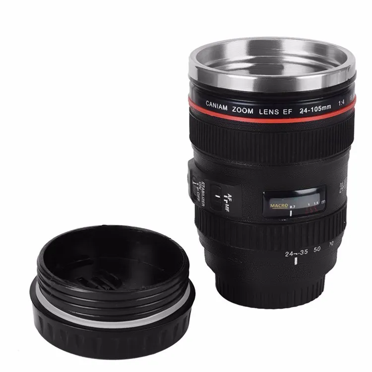 13.5oz Camera Lens Coffee Mug Insulated Stainless Steel Thermos Photographer Lovers Gift Camera Mugs Travel Cups Tumbler With Sealed Retractable Lids For Men Women