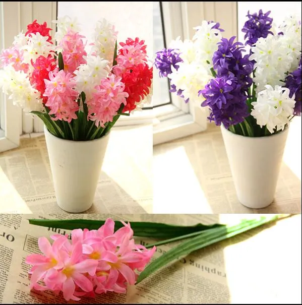 Silk Hyacinth Flower Artificial Solar Power Flowers for Wedding Decorations FakeLamp Bouquet Home Decor Party Decoration