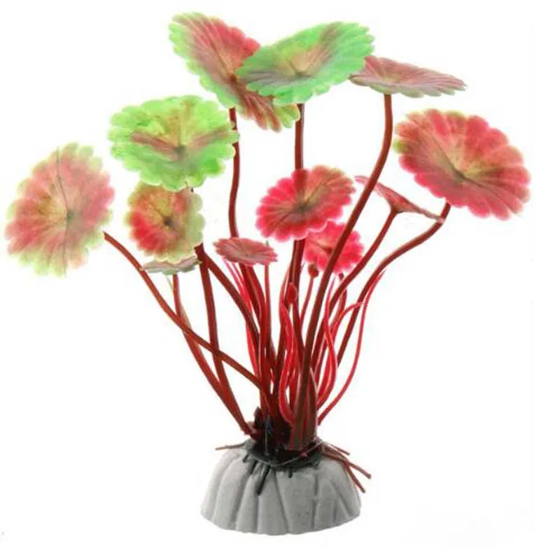 Sälj Plastic Lotus Leaf Grass Plants Artificial Aquarium Decorations Plants Fish Tank Grass Flower Ornament Decor2450