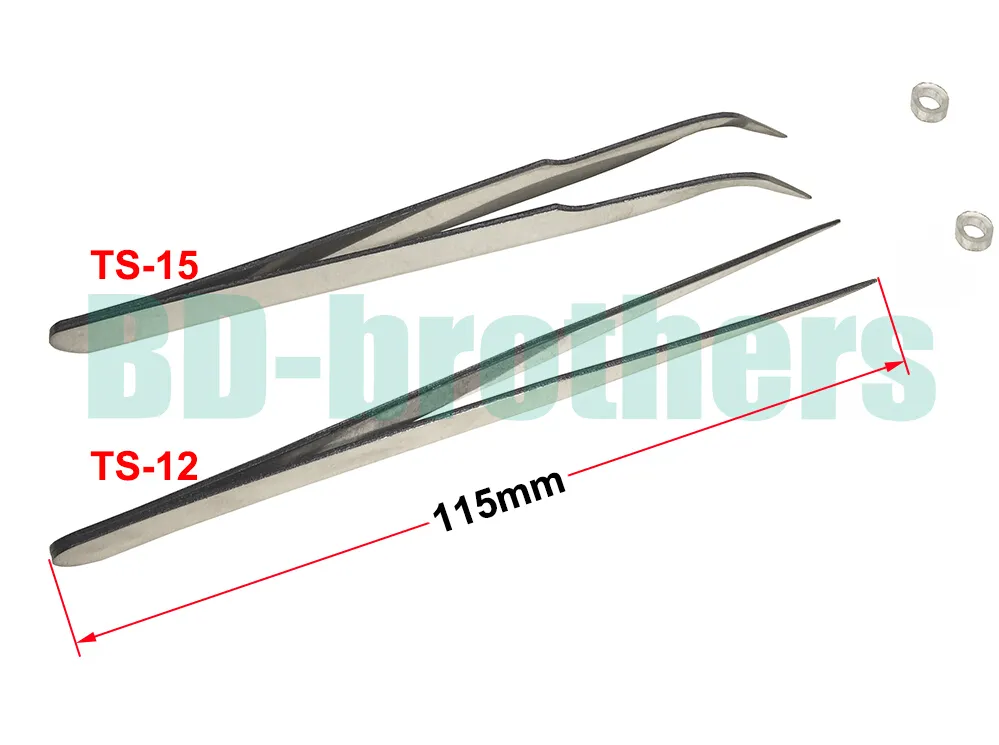 115mm Without Package TS12 Straight Head / TS15 Curved Head Tweezers Nipper for Phone Repairment DIY Repair Tools 1000pcs/lot