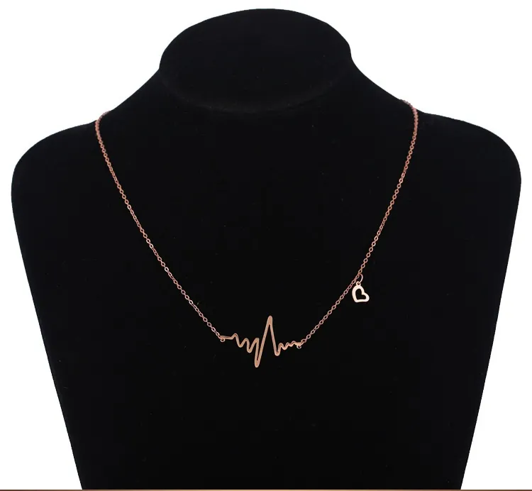 12 adet / DOZ Satış EKG Charm Kolye Elektrokardiyogram Kolye Kalp Atışı Kalp Ritm EKG Çin Takı Toptan Sevgililer Günü Hediye