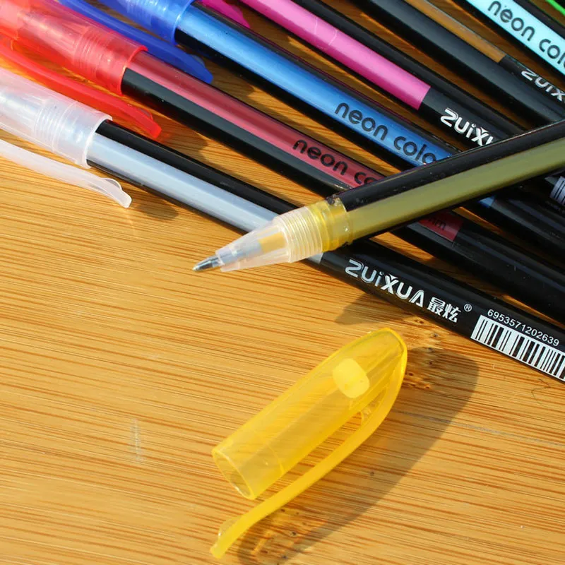 48 قطع هلام الساخنة الأقلام أو جل الغيارات رولربال باستيل النيون بريق القلم رسم اللون القلم رخيصة الثمن لطيفة طالب دراسة هدية