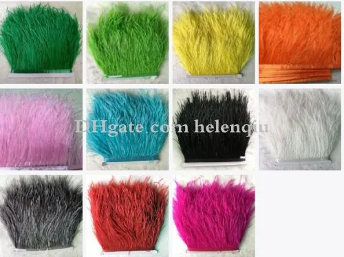 10yard/lots Muticolor Long Ostrich Feather Plumes Fringe trim 8-10cm Feather Boa Stripe for Party Clothing Accessories Craft