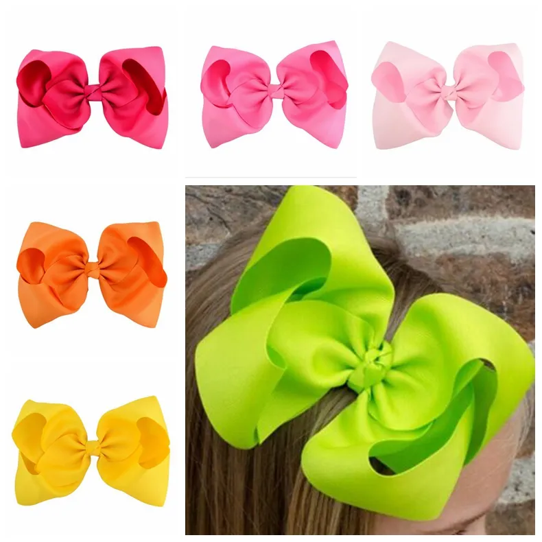 50 pcs 8 inch solid colour ribbon ABC hair bows clips Plain colour school Party Pageant headwear hair Accessories HD3493