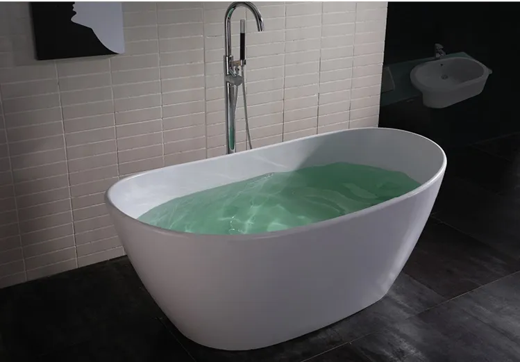 1630mm Elegent Solid Surface Acrylic Bathtub Freestanding Oval Corian blötläggning Pure Acrylic Tub 6509