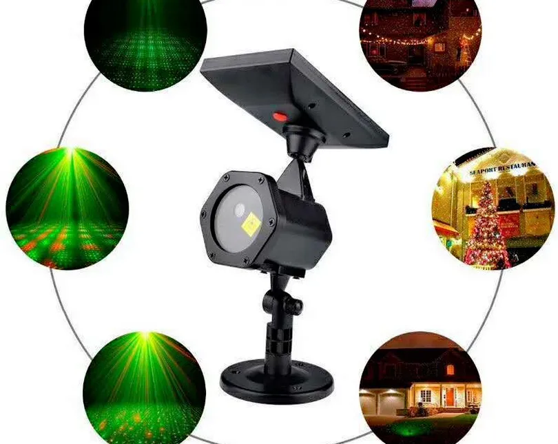 Lampe solaire de projection de lumière laser rouge et verte avec télécommande extérieure laser pour jardin pelouse 5151533