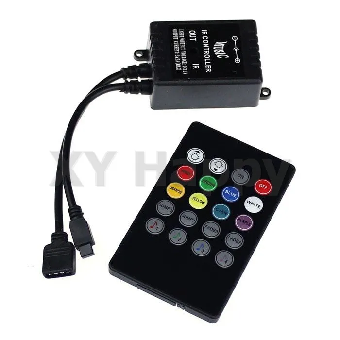 Música LED Controlador de Música Som ativado RGB Controlador de LED para controle remoto Faixa de Luz
