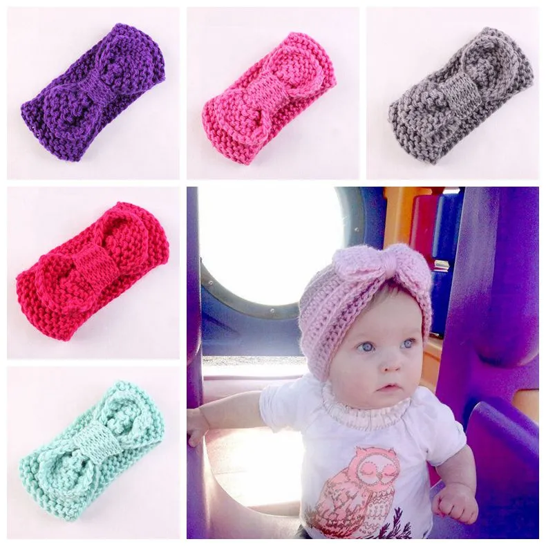 neueste Boutique Weihnachten Neugeborenen stricken elastische Kopf Wrap stricken Wolle Schleife Haarband Baby getauft Stirnband Turban Twist geknotet Headwrap FD6579