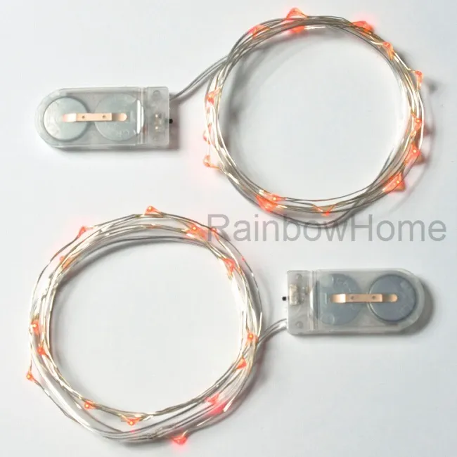 CR2032 Button Battery Operated LED Copper Silver Wire Fairy String Lights for Christmas Decoration Home Wedding Party Xmas Lighting 2M 20LED