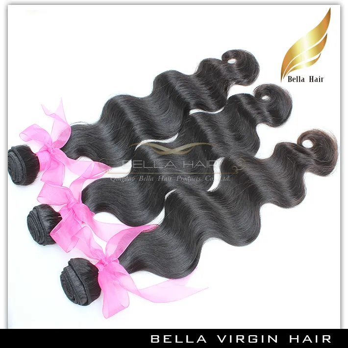 Fasci di capelli umani vergini mongoli Onda del corpo Estensioni di trama dei capelli di Remy Grado 9A 4 pezzi Colore naturale 10-26 pollici BellaHair