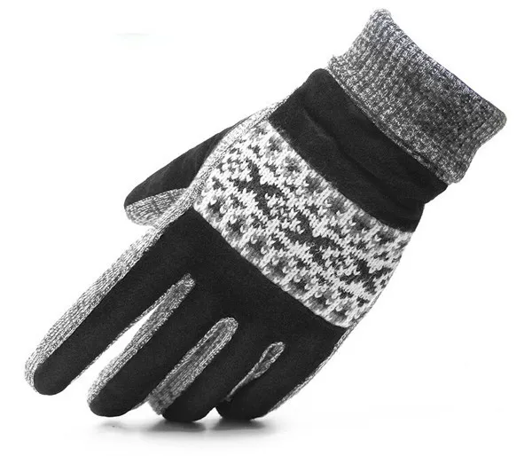 男性の本革の暖かい手袋12ペア/ロット送料無料の冬のニットグローブ