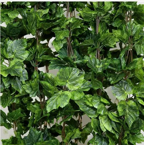 jak prawdziwy sztuczny jedwabny liść winogron Garland Faux Vine Ivy Indoor Outdoor Home Decor Wedding Flower Green Christmas Prezent264V