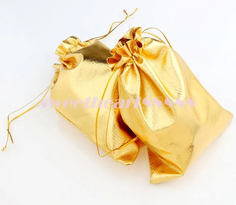 Sacchetti di gioielli in raso di garza Gioielli 100 pzlotto Argento placcato oro Sacchetti regalo di Natale Borsa 7X9 cm 9x12 cm 13x18 cm7875620