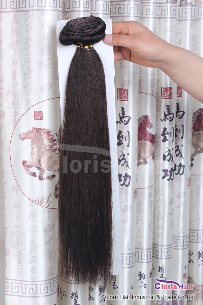 Exquisite # 2 Najciemniejsze Brązowe Indian Remy Włosy Splot Clip Ins Pełna Głowa 70g 100G Prosto Natural Clip In On Human Hair Extensions 16-20 cali