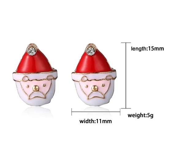 Noel Hediyeleri Damızlık Küpe Kore Moda Ince Eski Elmas Alaşım Emaye Kırmızı Şapka Küpe Damla 15mm 5g