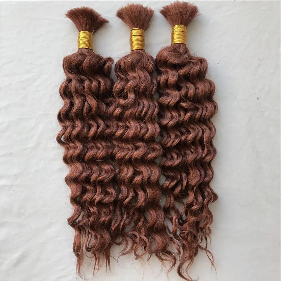 #33 Mongolian Human Hair Bulk No Weft Deep Curly 3 Bundles Bulk Hair For Braiding FDSHINE