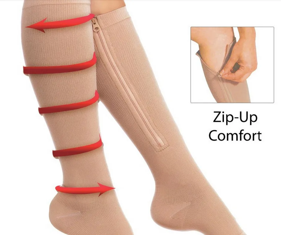 2015 women Compression zip up sox socks Hosiery leggings pressure socks thin leg warmers shaper socks slim stockings tights 