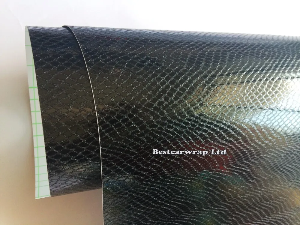 Schwarze Schlange Hauthaut Vinylverpackung mit Luftveröffentlichung Schlange Textur Wrap -Wickelfilm für Auto Styling Hautfilm kostenlose Versandgröße 1.52x30m/Roll 5x100ft