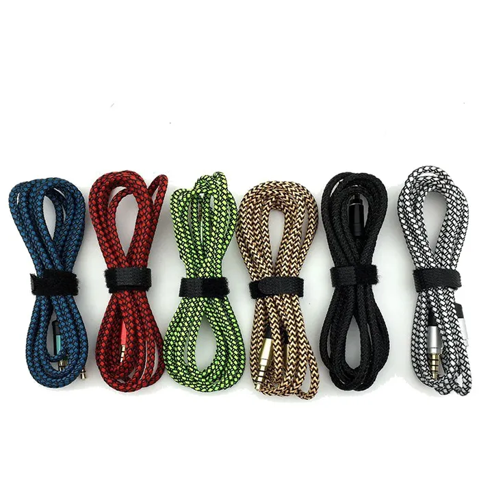 1.5M 5ft 3m 10ft nylon tissage 3.5mm Aux Audio câble auxiliaire prise mâle à mâle prise cordon stéréo fil pour téléphone sam HTC LG téléphone intelligent