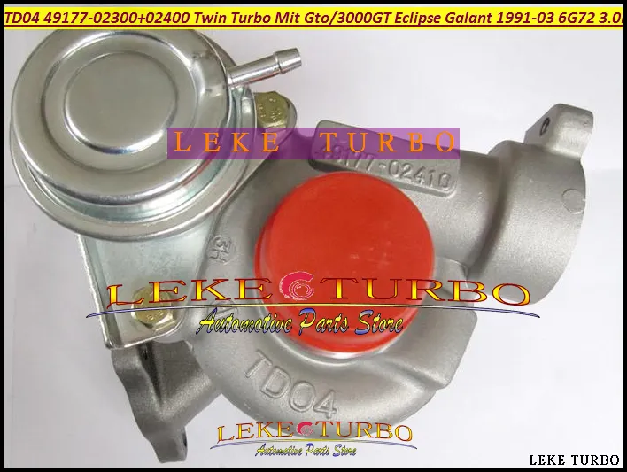 2 Twin Turbo Turbocharger TD04 49177-02300 49177-02400 49177-02310 49177-02410 för Mitsubishi GTO 3000GT Eclipse Galant 91-6G72 3.0L 235HP