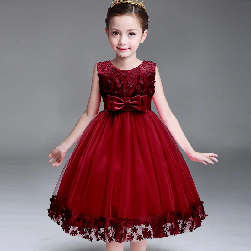 Niña Infante Flor Pétalos Vestido De Dama De Honor Niño Vestido Elegante Vestido Infantil Vestido De Fiesta Formal Vino De 14,74 € |