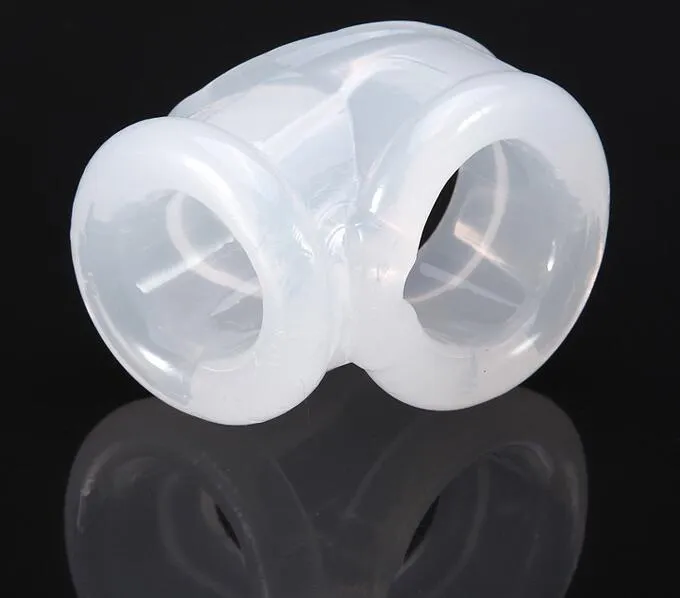 Male Soft Silicone Penis Cockring Delayed Gonobolia Ring Stimulate Scrotum Squeeze Bondage Ball Stretcher Bdsm Sex Toy Clear Black7916115