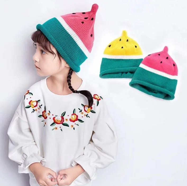 Bébé enfant en bas âge tricoté au Crochet pastèque chapeau garçon fille enfants hiver chaud doux tricot casquette cadeau de noël 1Y- 10Y