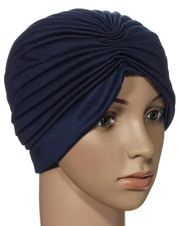 신축성있는 Turban 헤드 랩 밴드 수면 모자 Chemo Bandana Hijab Pleated Cap 큰 새틴 보닛 터번